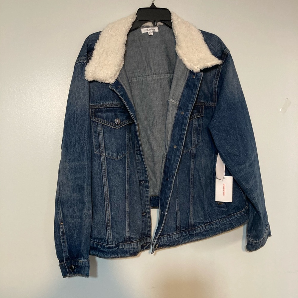NWT Good American Size 4/5 XL Medium Denim Sherpa